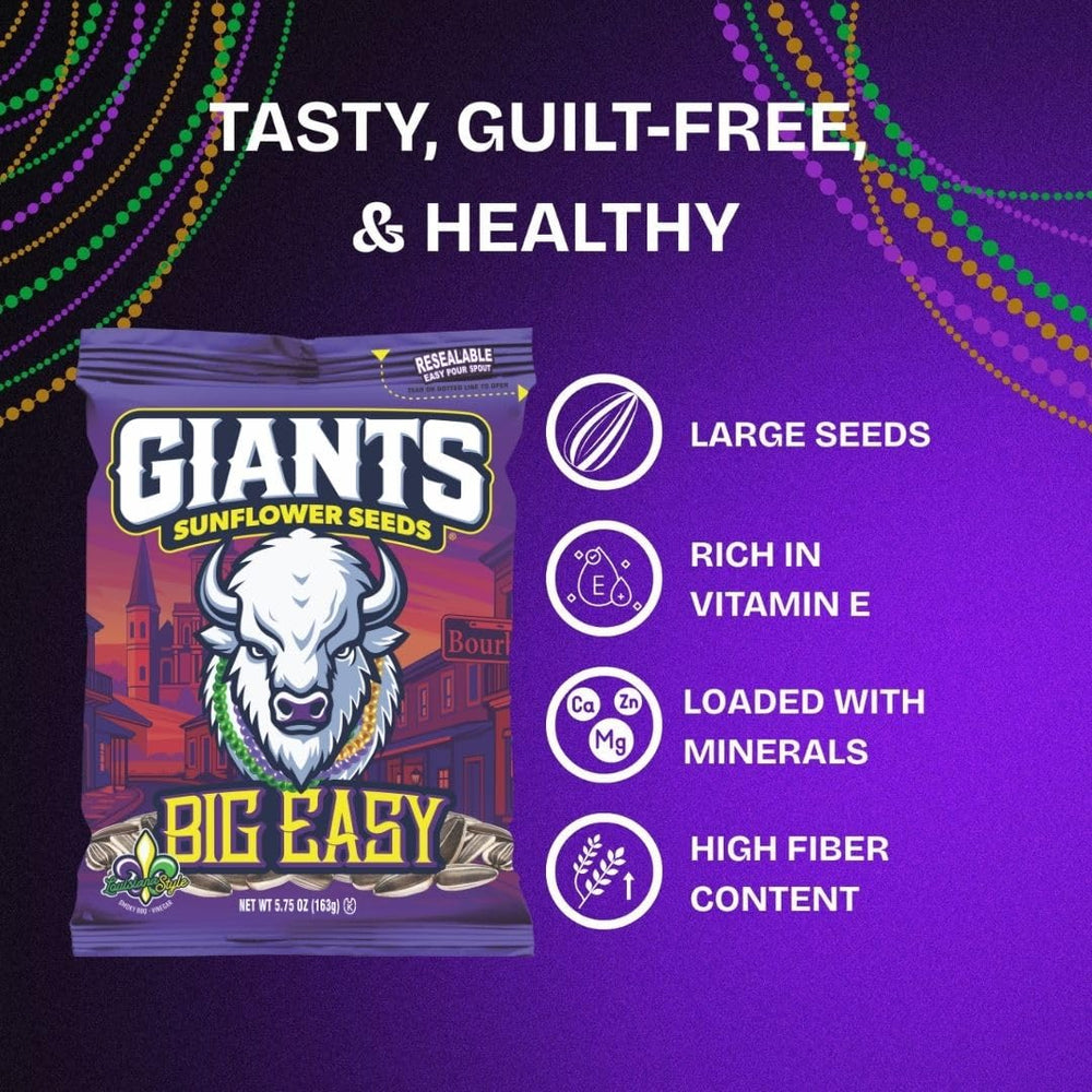 GIANTS open resealable bag in hand for convenient on-the-go snacking