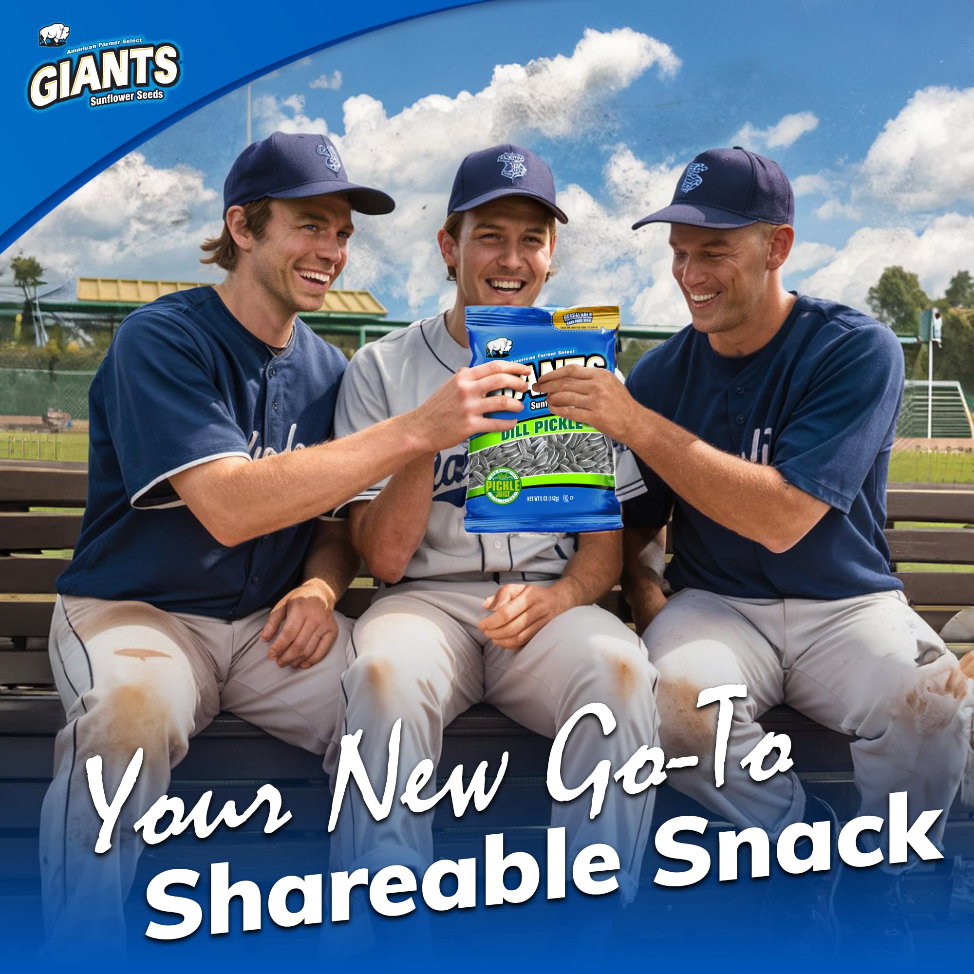 GIANTS open 5 oz bag in hand demonstrating portable convenience