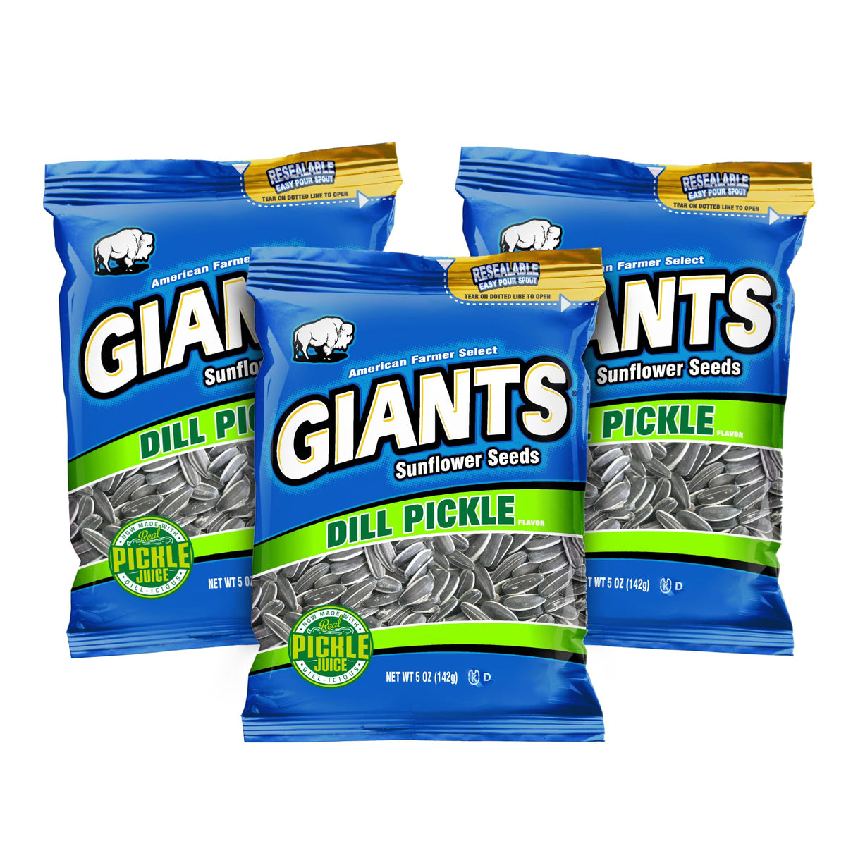 GIANTS front packaging showing dill pickle flavor and pack size benefits