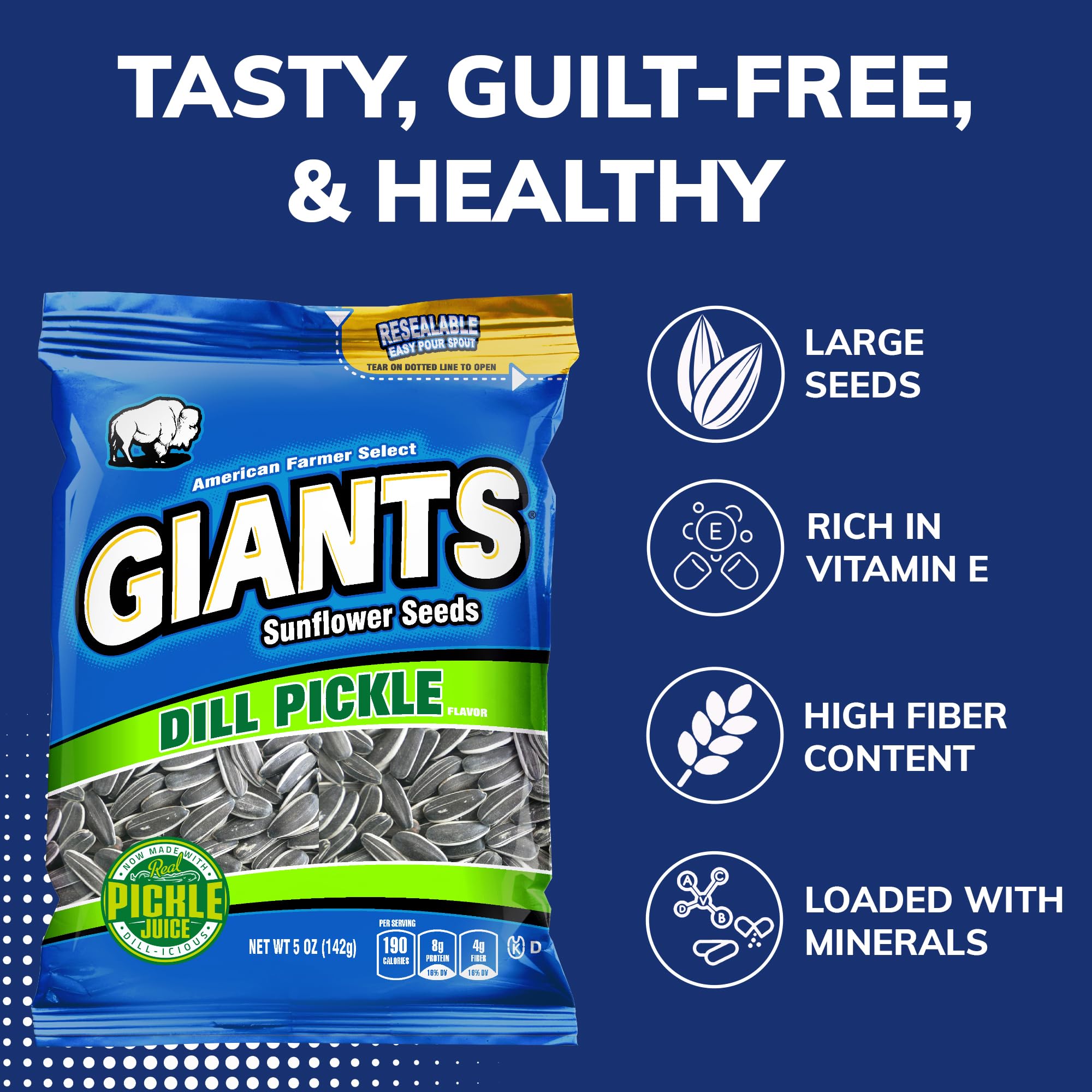 GIANTS nutrition label close-up showing protein per serving benefit