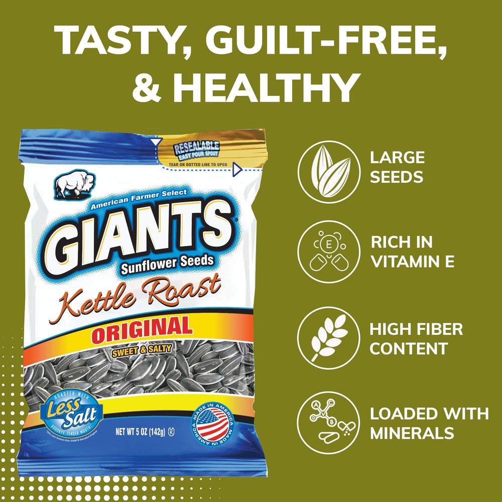 GIANTS nutrition label close-up showing protein and lower sodium benefits