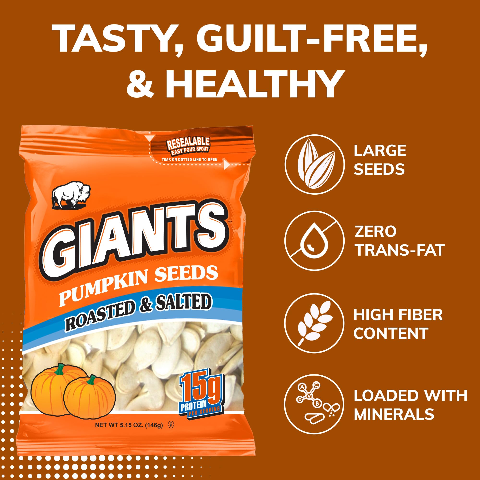 GIANTS nutrition label close-up showing protein per serving and ingredients