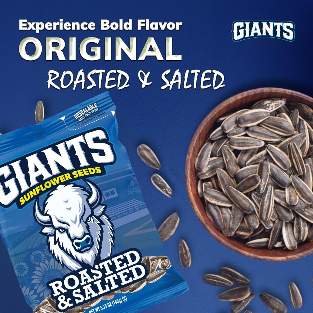 GIANTS seeds in hand showing kernel size and satisfying bite for snacking