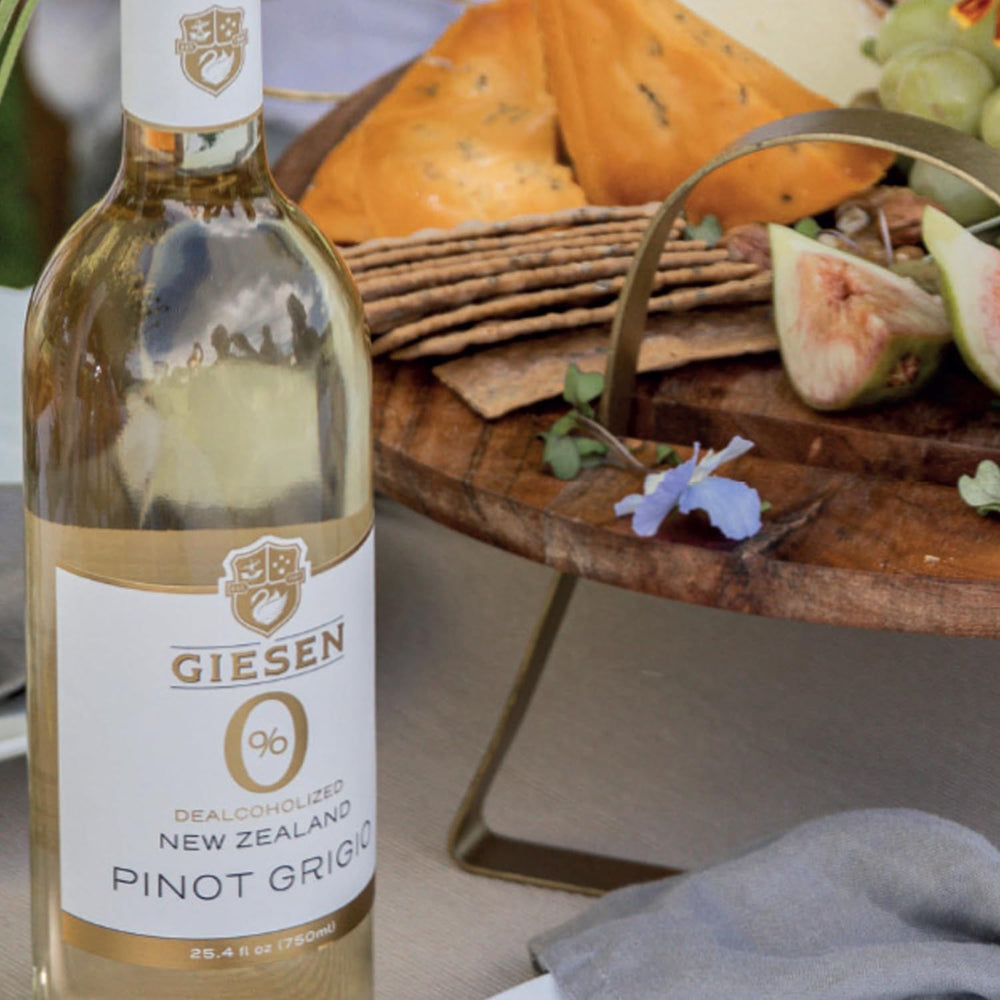 Giesen 750mL beside a wine glass demonstrating size and serve benefit convenient portioning