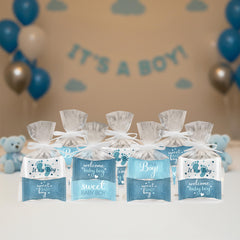 Gift Boutique bowl display of mints adding blue-themed decor and easy access