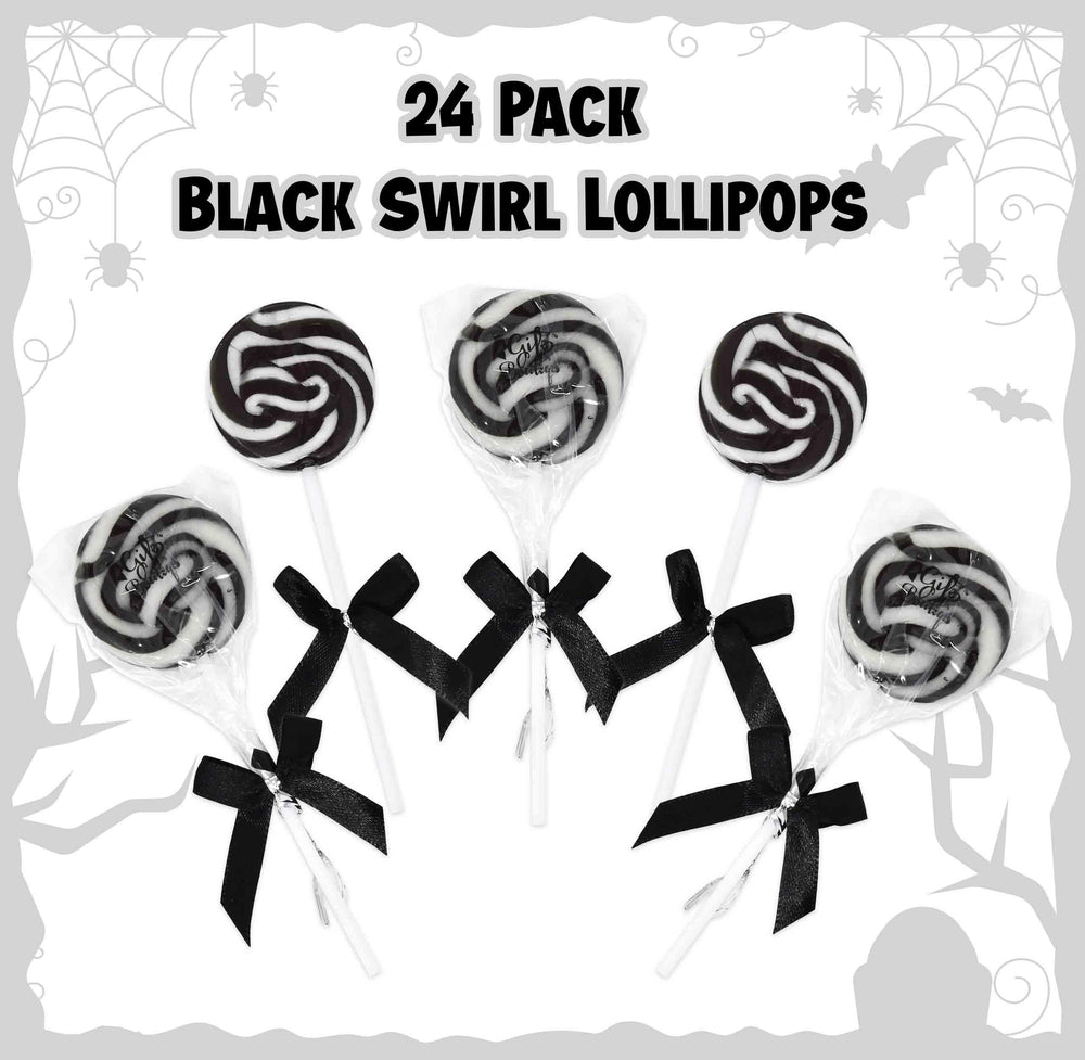 Gift Boutique close-up of black and white swirl candy, highlighting texture and design