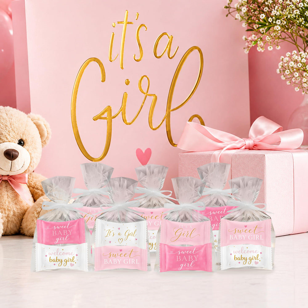 Gift Boutique favor bag example with wrapped mints ready for party favors and guest takeaways