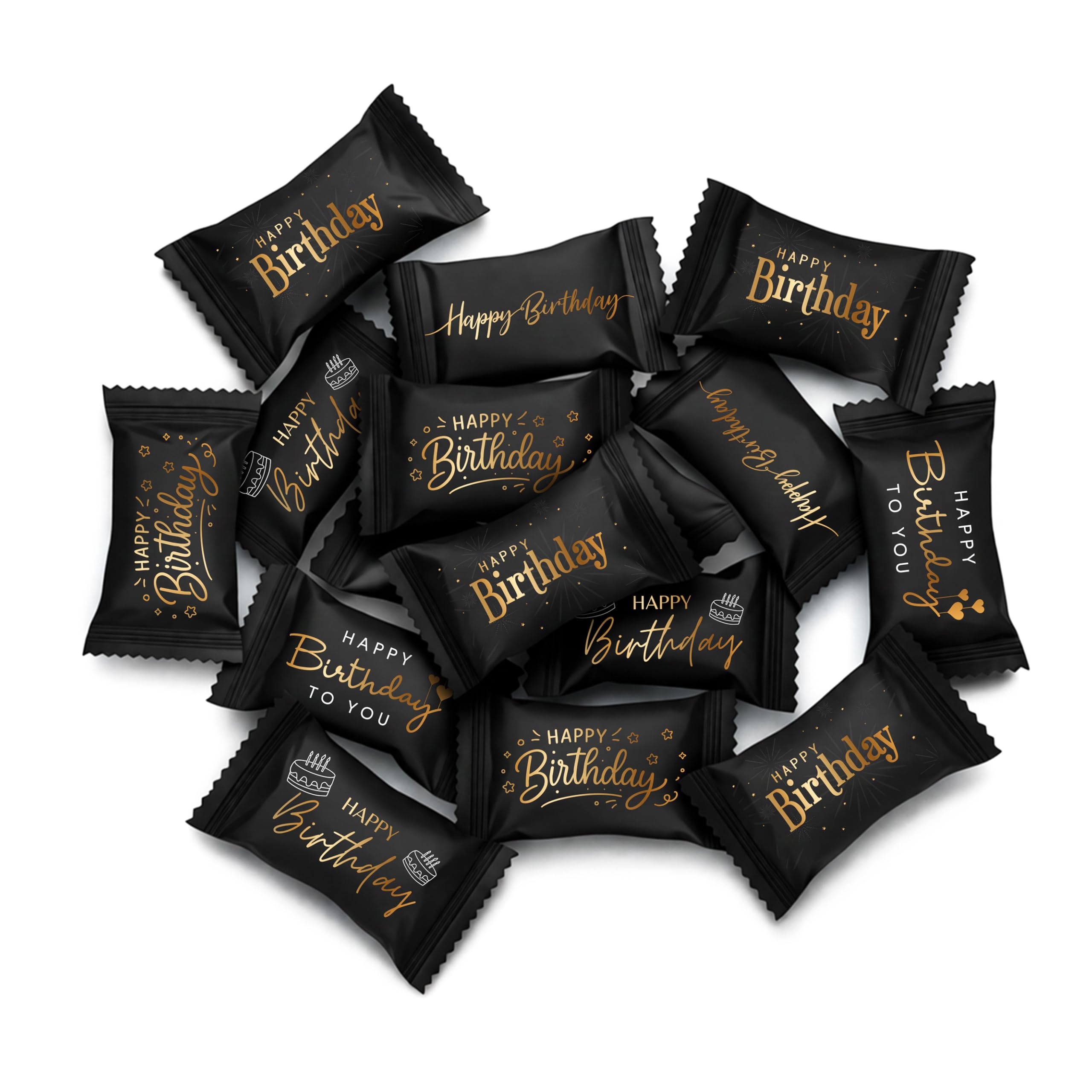 Gift Boutique individual wrappers closeup highlighting black and gold design and freshness