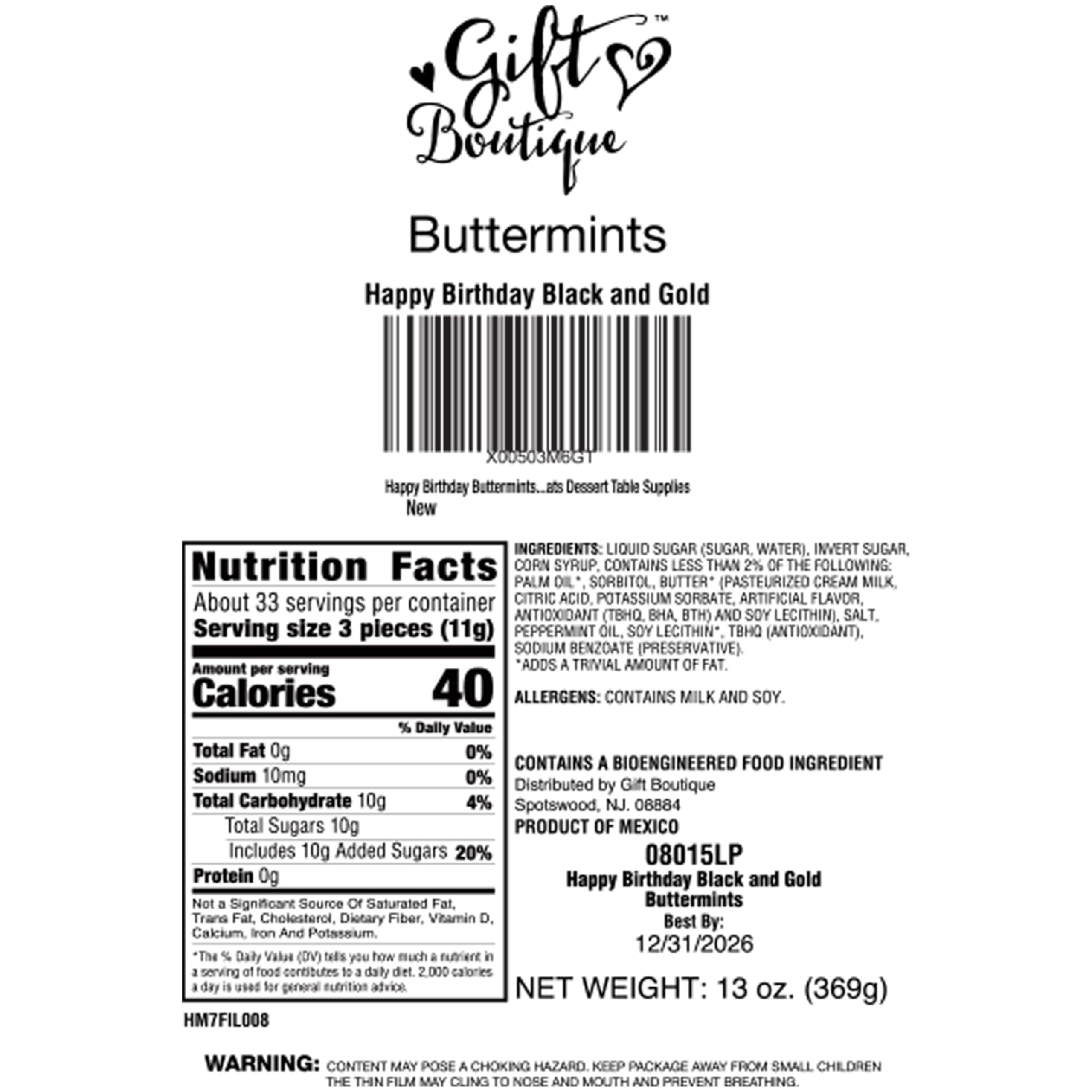 Gift Boutique mints in a birthday setting adding elegant decoration and sweet treats
