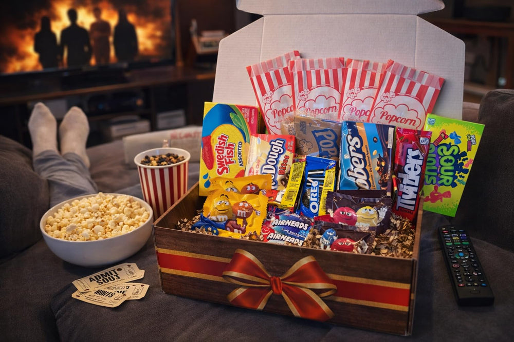 Gift Box Garden lifestyle scene of family enjoying movie night with the snack box
