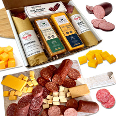GiftWorld front-packaging showing full meat and cheese assortment and gift appeal