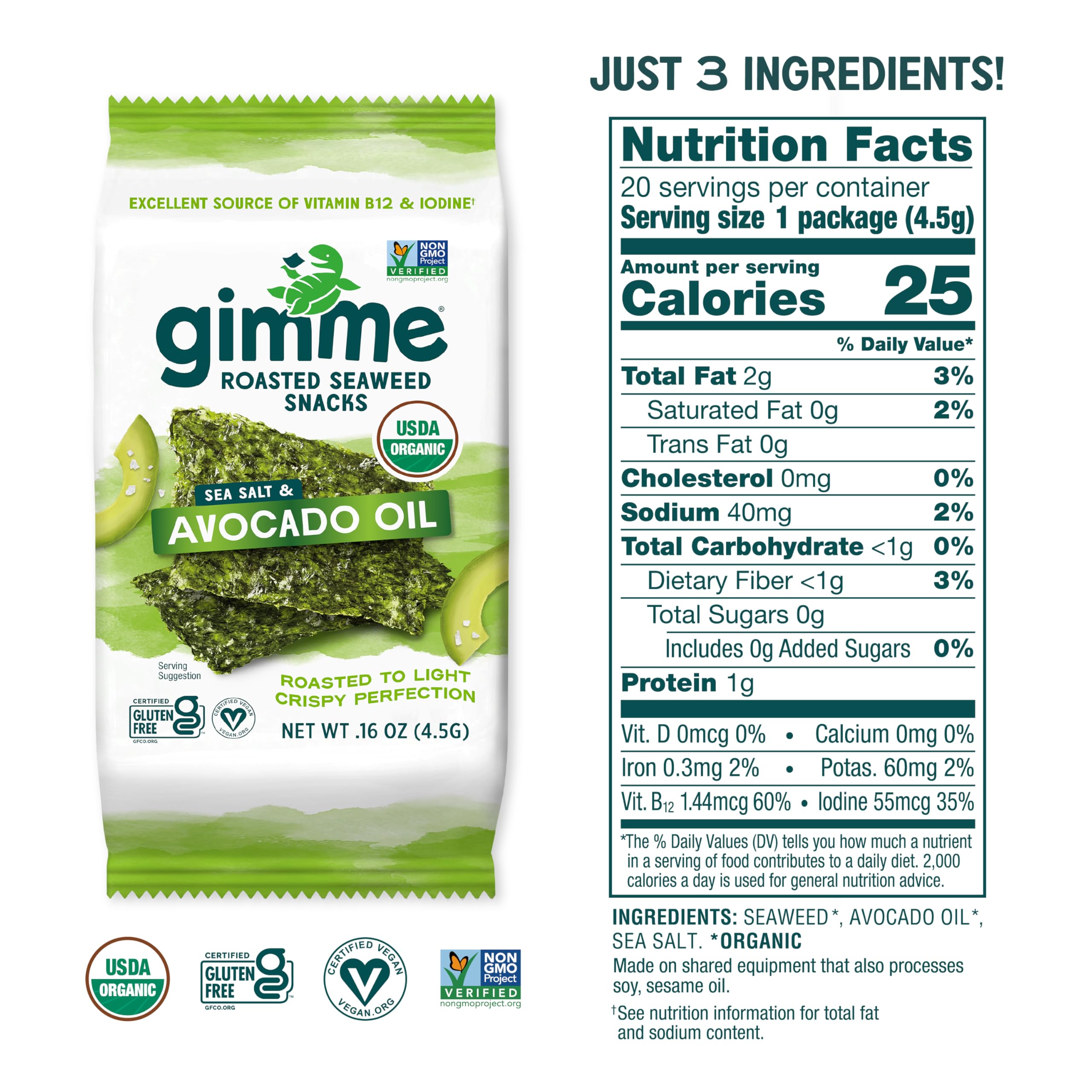gimMe ingredient label focusing on organic and non-GMO benefits