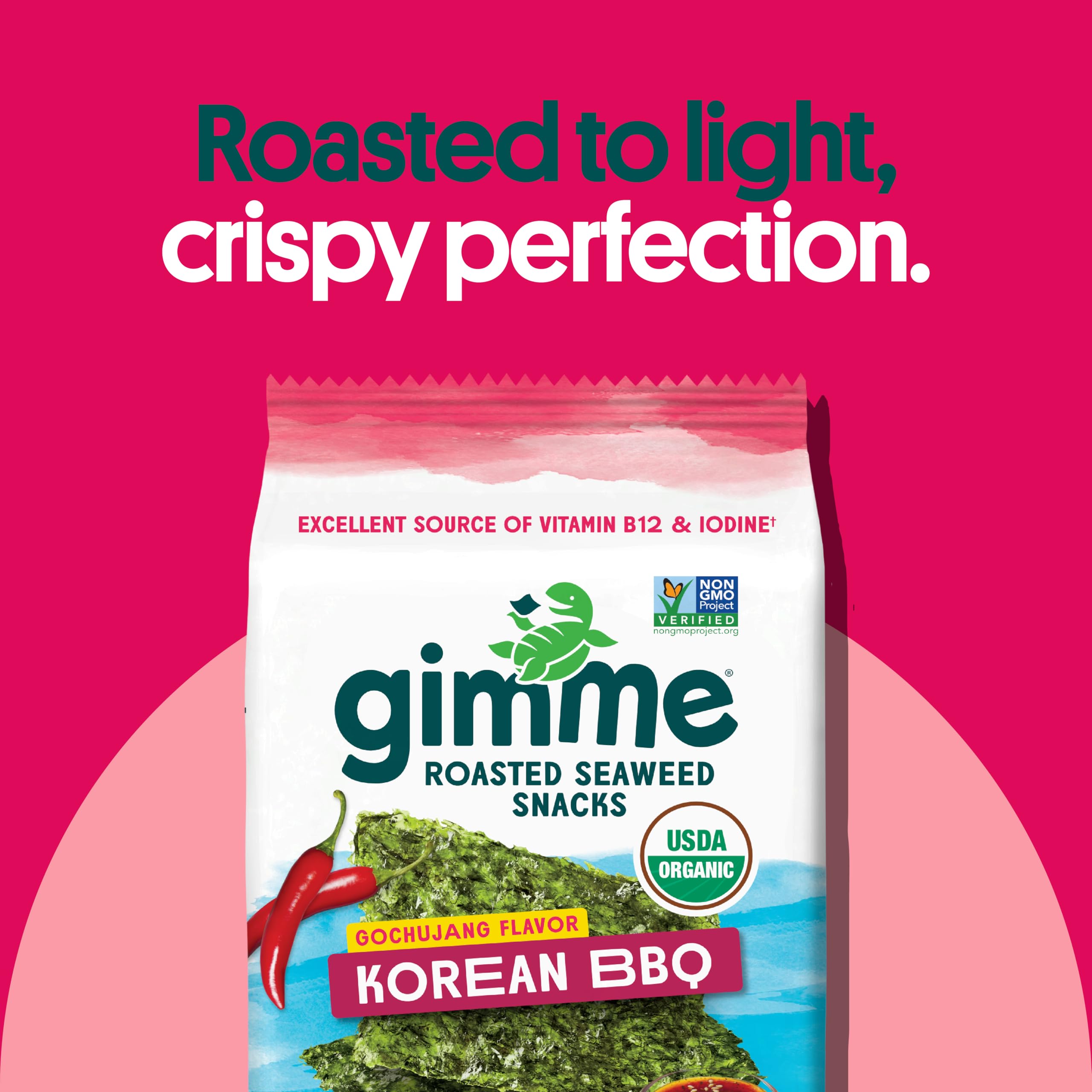 gimMe single open pouch showing seasoned sheet for convenient snacking