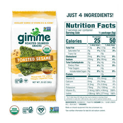 gimMe label and ingredients panel highlighting organic seaweed and transparency