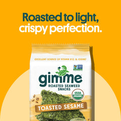 gimMe close-up of seaweed texture and sesame seasoning delivering crunchy flavor