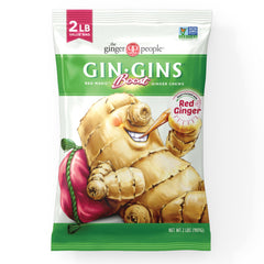 The Ginger People front packaging showing 2 lb pouch and branding, easy grab-and-go