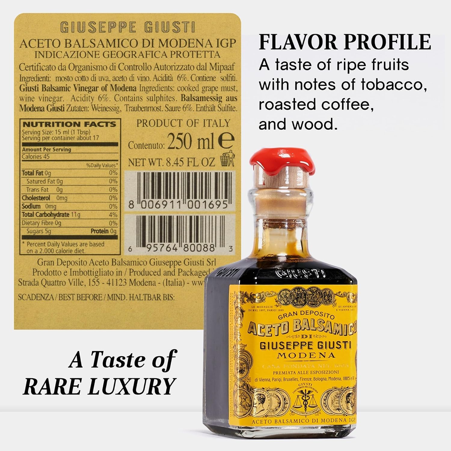 Giusti label close-up showing authenticity and IGP certification benefit