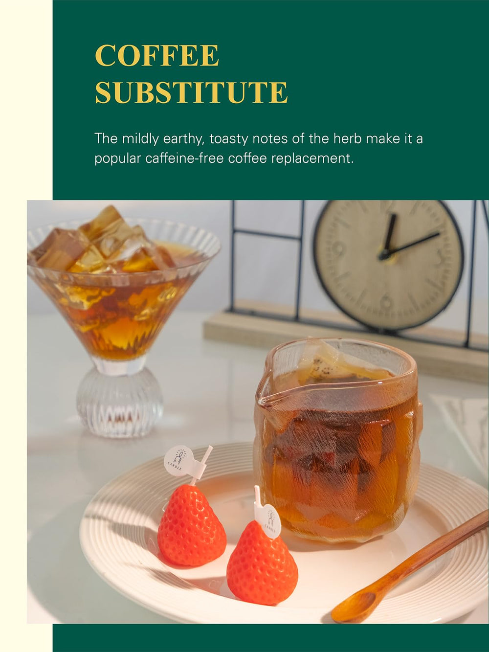 GLDNT tea bag material detail emphasizing non-GMO fibers and eco-friendly benefit