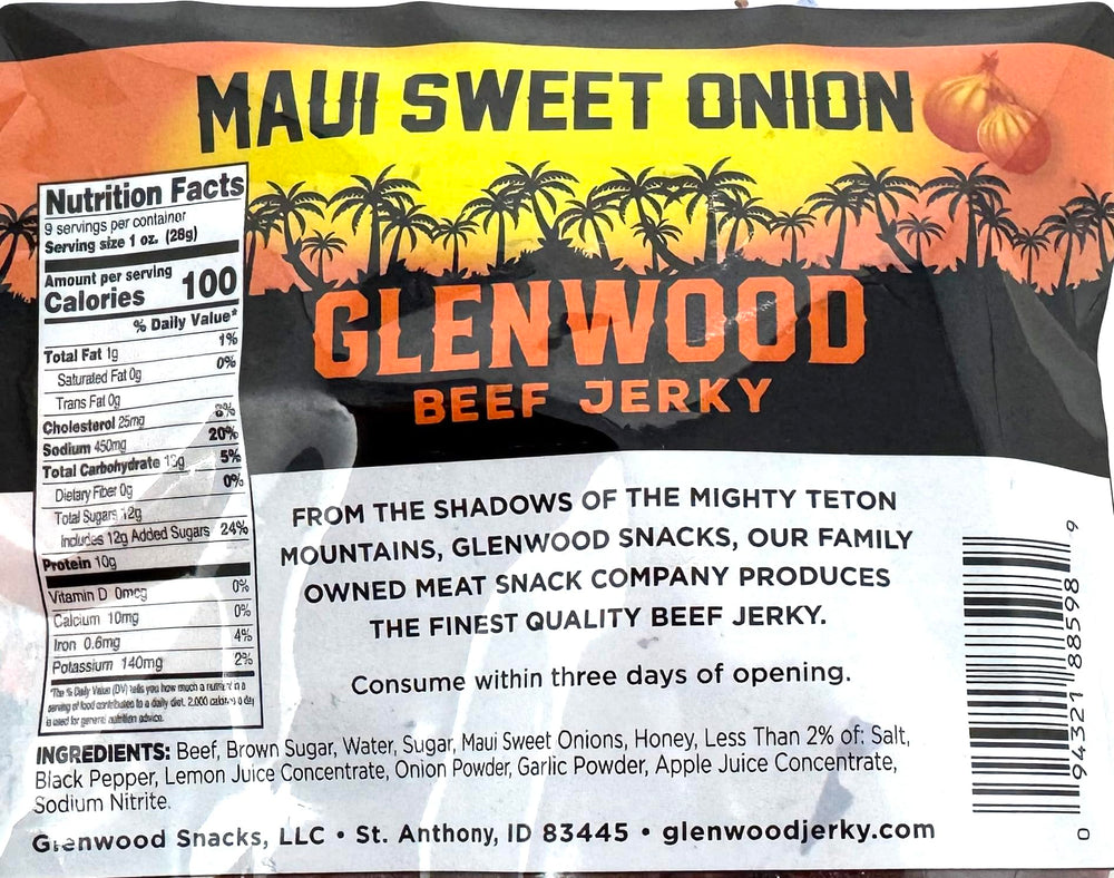 Glenwood close-up of moist jerky texture highlighting tender beef and sweet-onion glaze