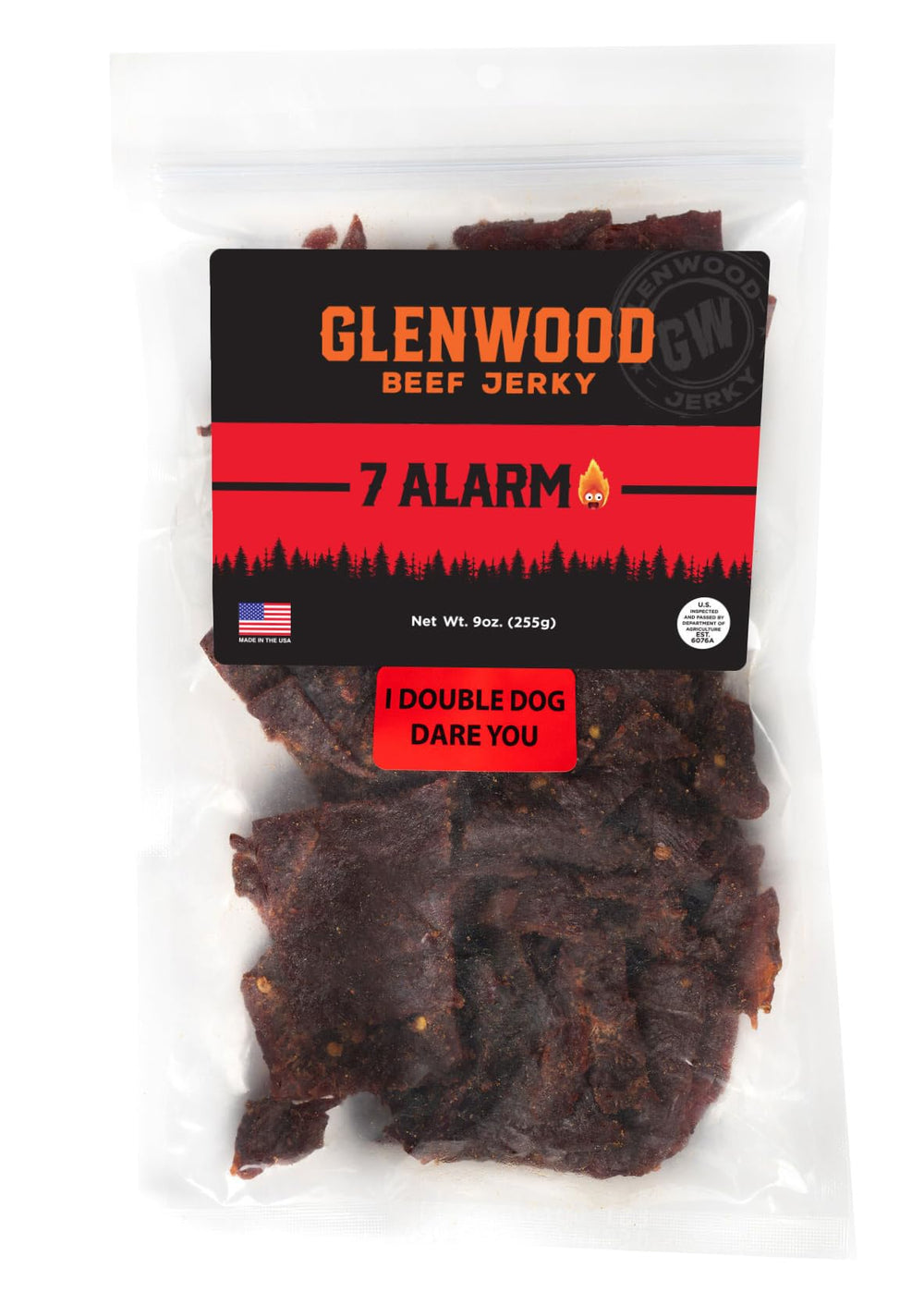 Glenwood Snacks front packaging showing bold 7 ALARM branding and 9oz size for instant purchase clarity