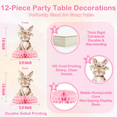 Glezo bunny and owl honeycomb centerpieces mid-assembly demonstrating simple fold-and-lock construction