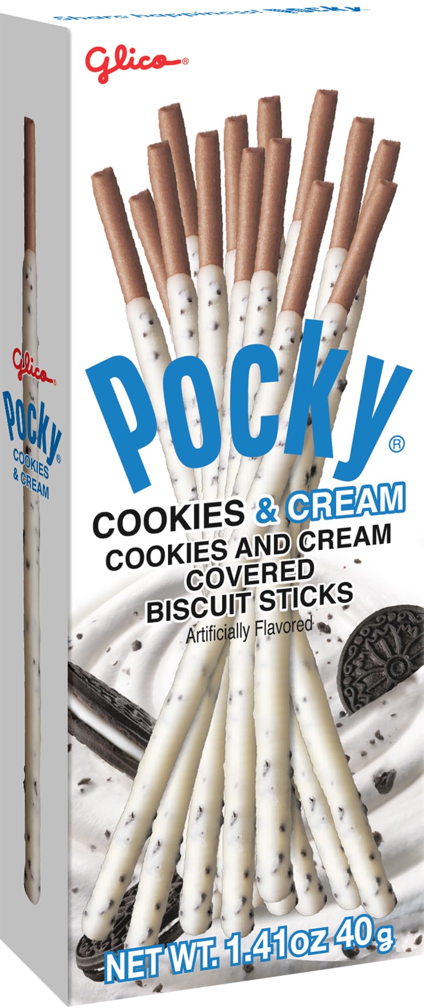 Glico Pocky front packaging showing sticks and cookie coating benefit portability