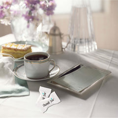 GLOBAL BASICS single individually wrapped mint displaying thank you message and hygiene benefit