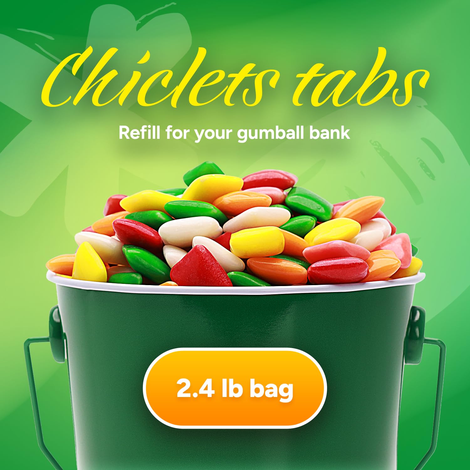 Global Gumball colorful Chiclets spread showing flavor variety and visual appeal benefit
