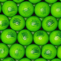 Global Gumball front pouch showing green crispy apple gumballs and weight
