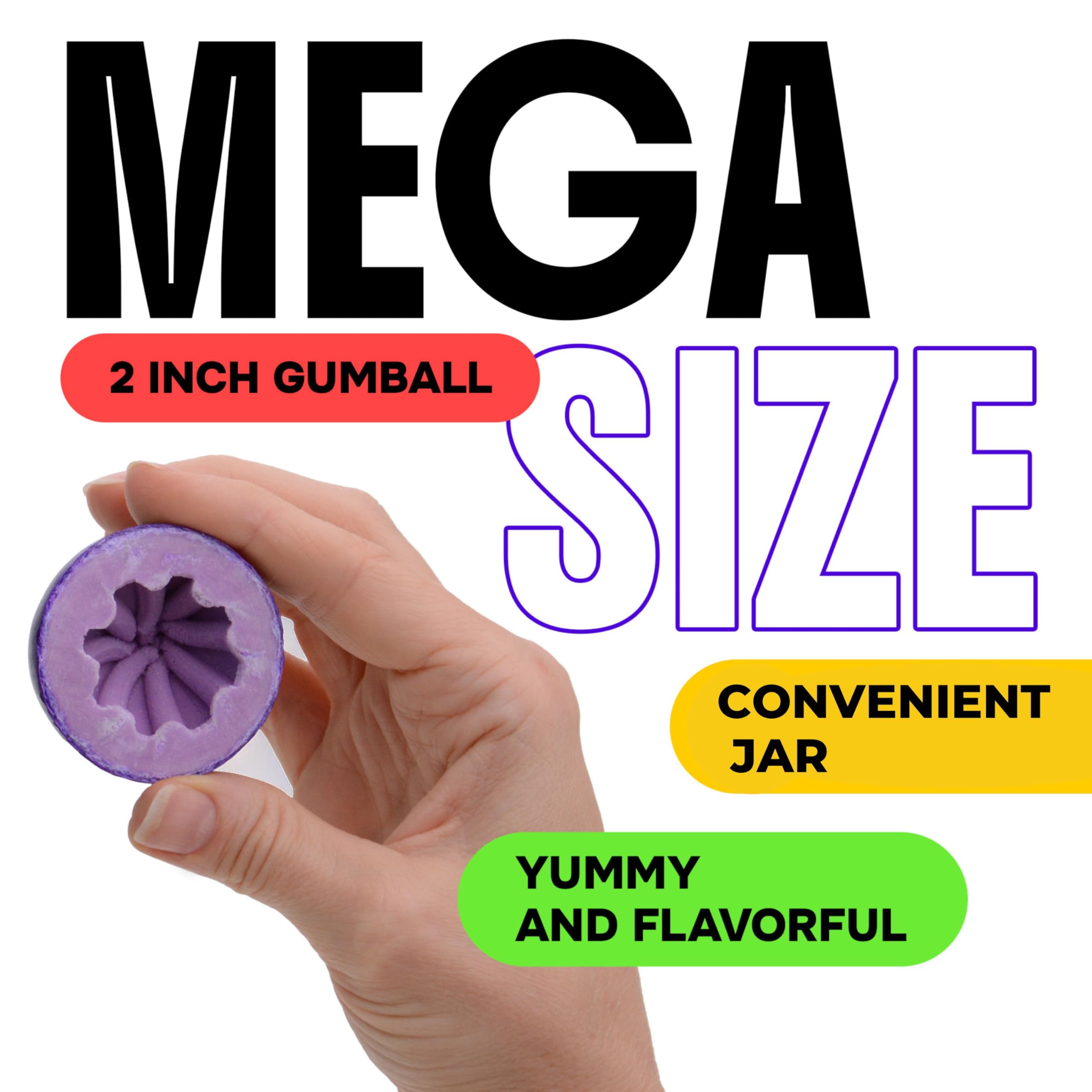 Global Gumball piece cut open exposing inner chew and showing easier-to-chew option for kids