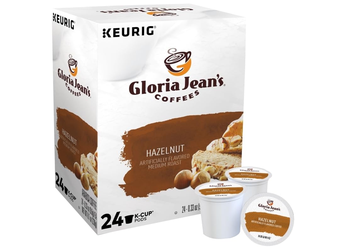Gloria Jean's poured cup of hazelnut coffee showing rich color and aroma