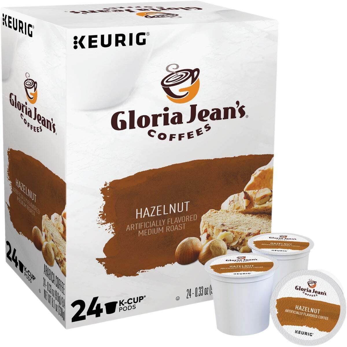 Gloria Jean's hazelnut coffee in a breakfast setting promoting quick enjoyment