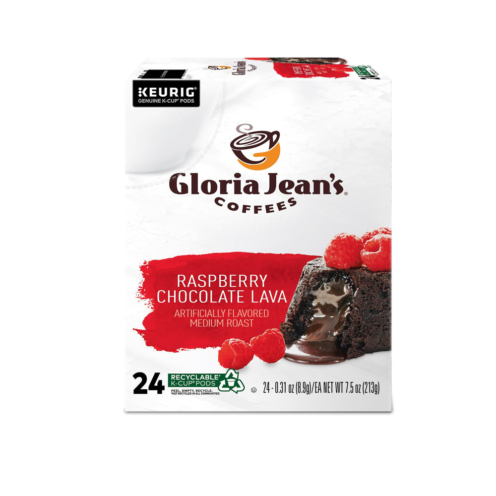 Gloria Jean's pod inserted in Keurig machine demonstrating simple brewing