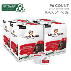 Gloria Jean's single K-Cup pod close-up highlighting freshness seal and easy use