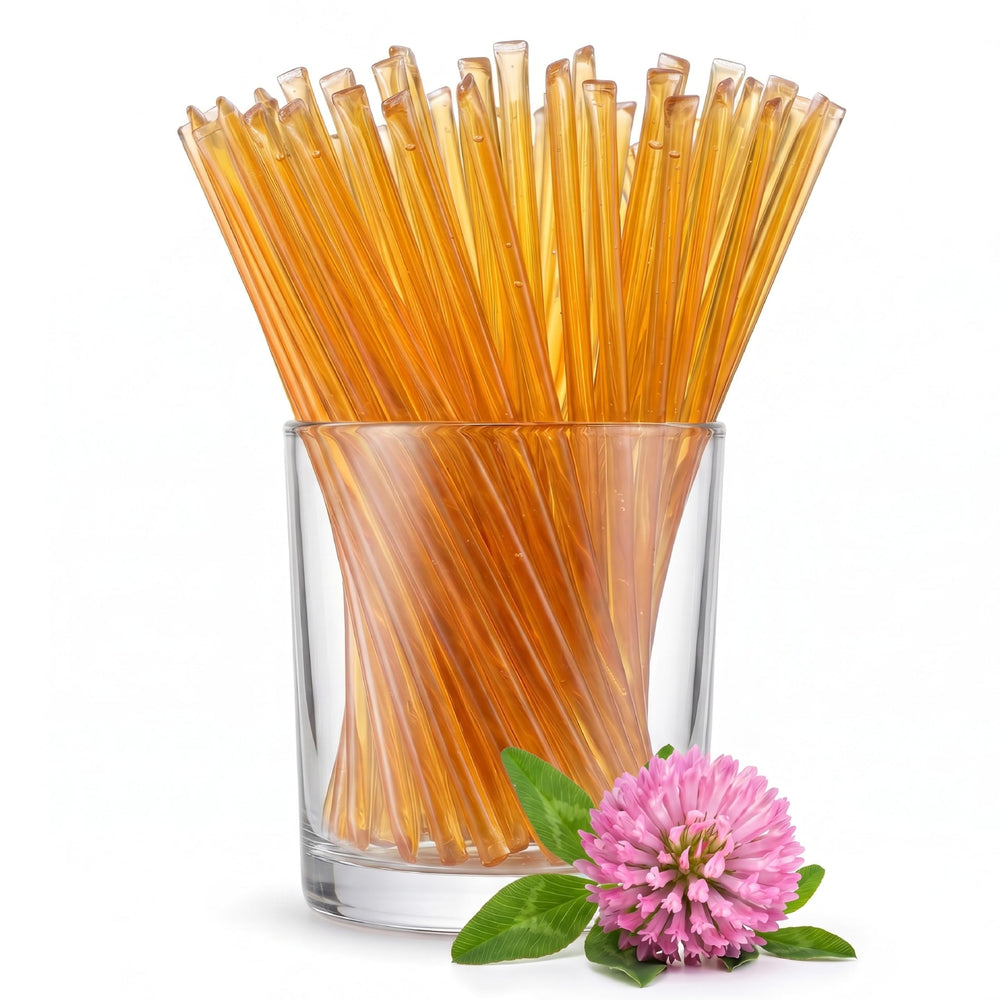 GloryBee front packaging showing 100 honey sticks and convenience