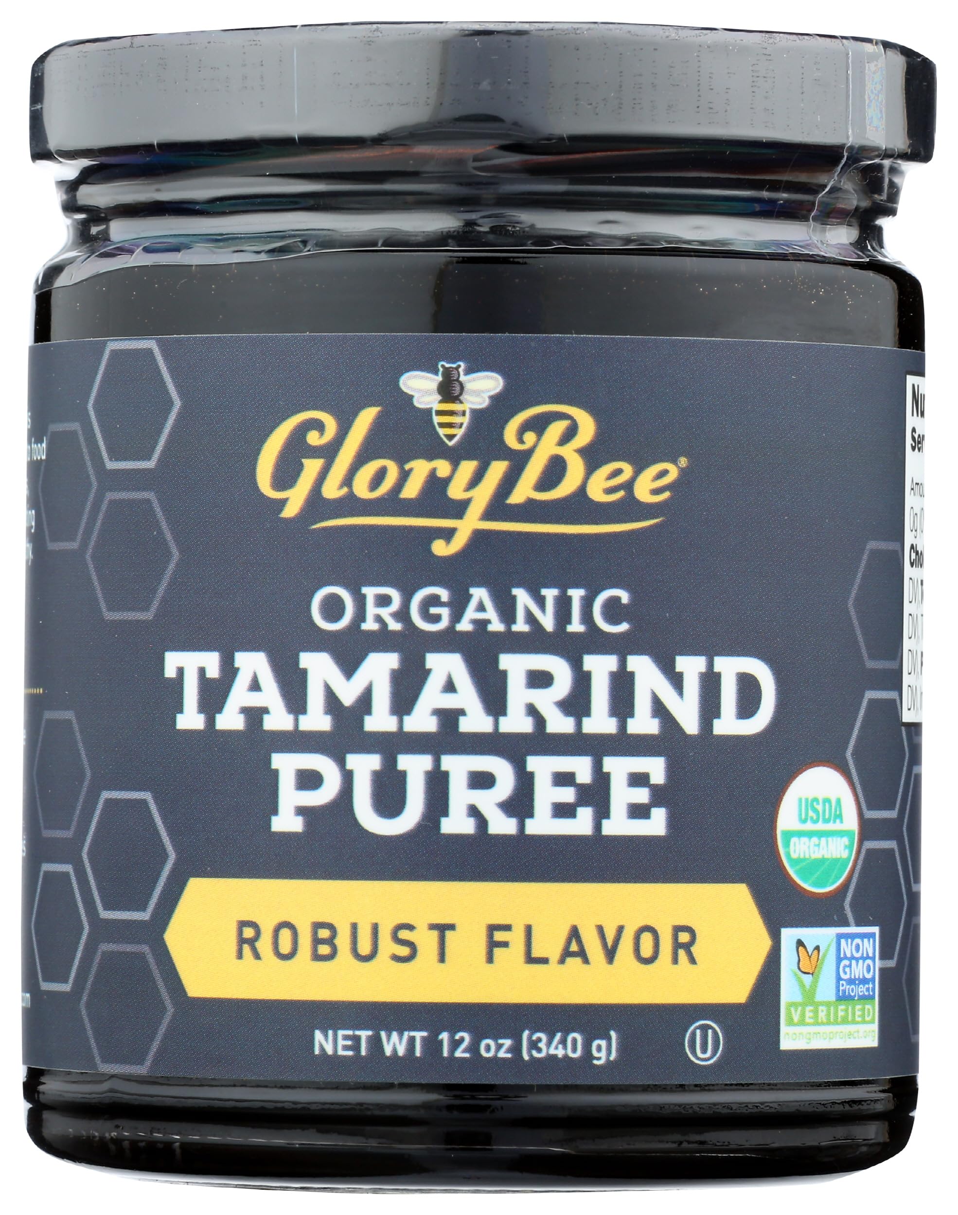 Aunt Patty's GloryBee front jar view showing label and organic claim, convenient pantry staple