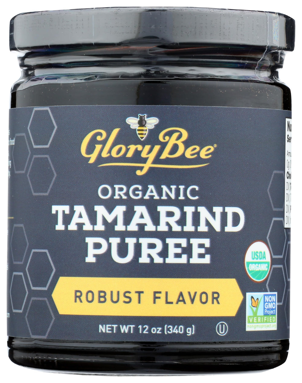 Aunt Patty's GloryBee front jar view showing label and organic claim, convenient pantry staple