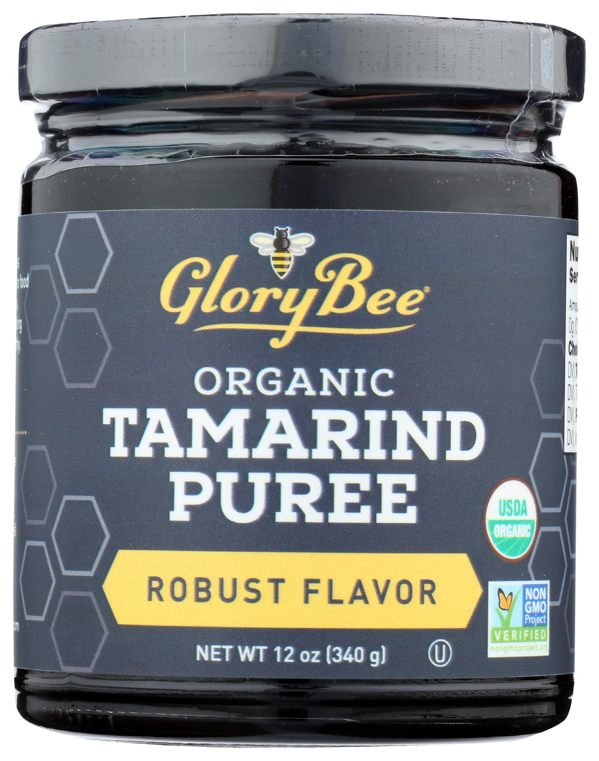 Aunt Patty's GloryBee front jar view showing label and organic claim, convenient pantry staple