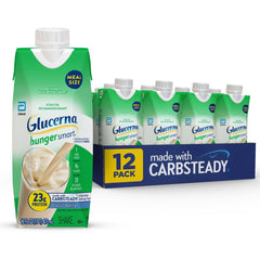 Glucerna classic vanilla front packaging highlighting meal replacement benefits