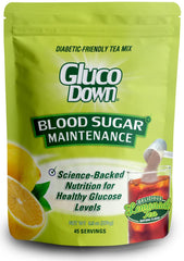 GLUCODOWN front packaging showing 45 servings and benefits