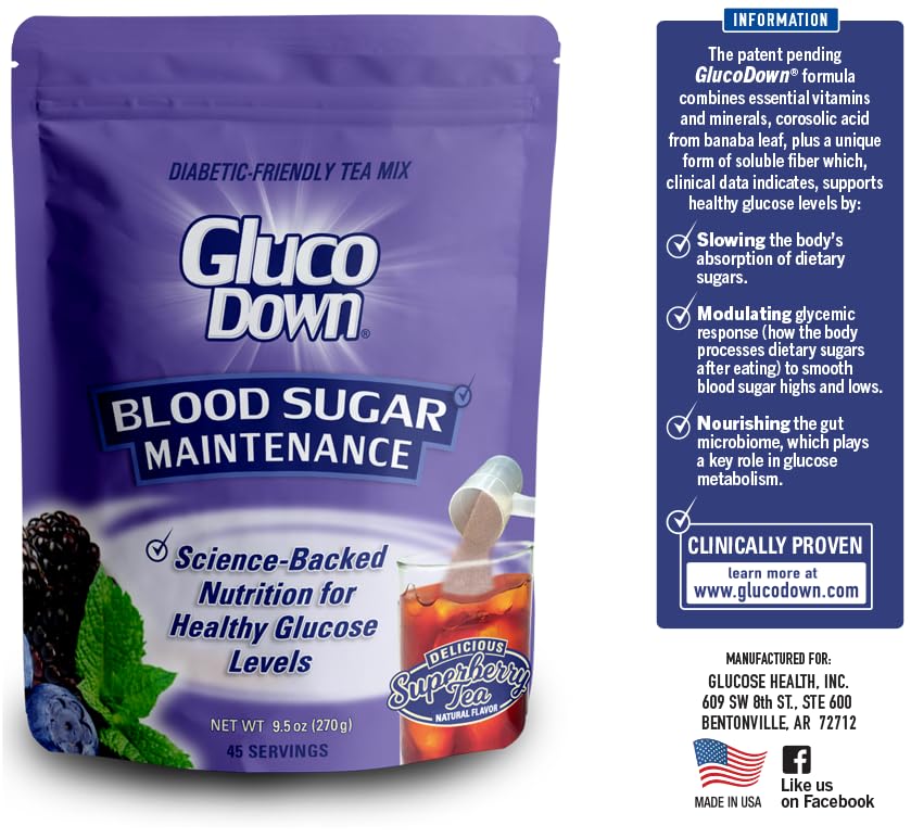 GLUCODOWN powder close-up texture showing smooth mixability benefit