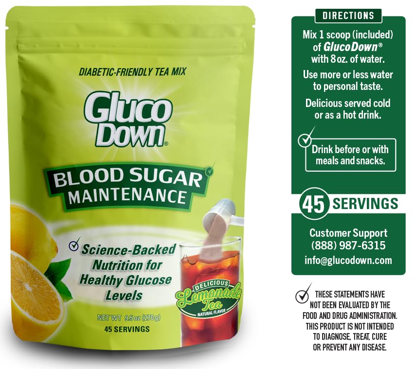 GLUCODOWN lemonade tea served over ice for refreshing hydration