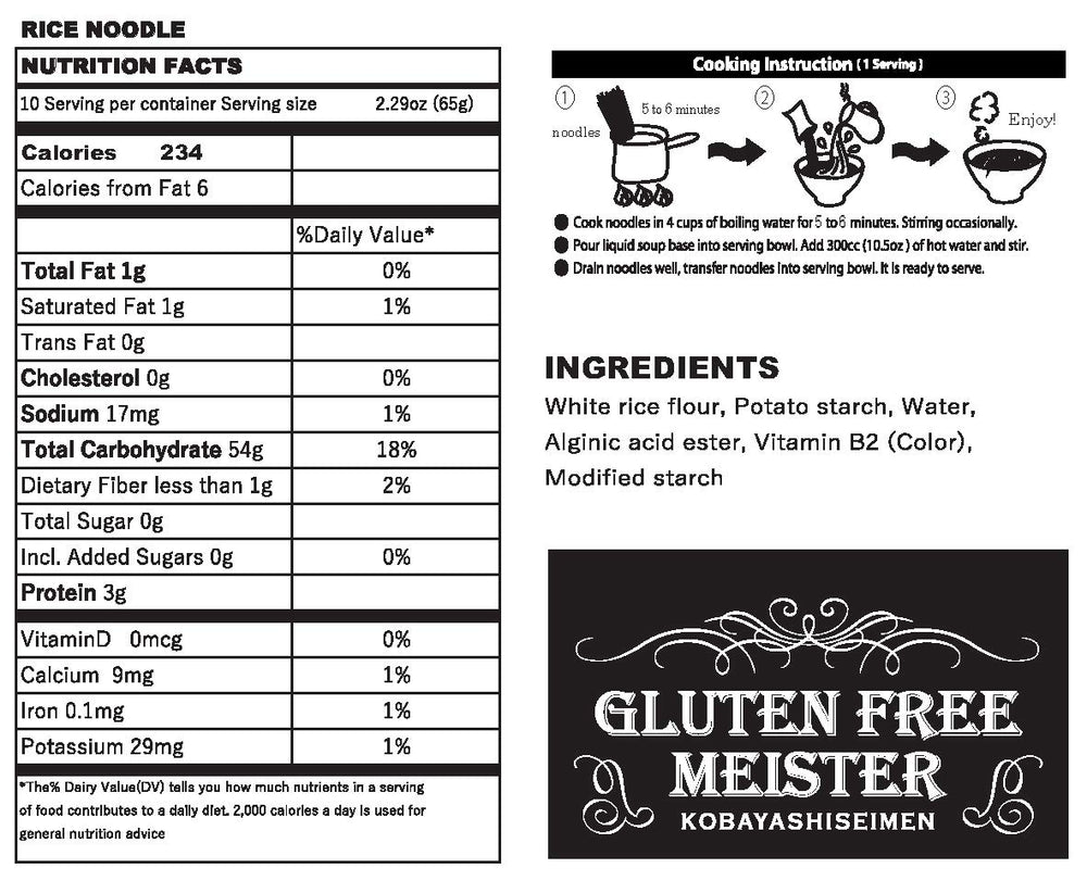 GLUTEN FREE MEISTER close-up of dried rice noodle texture showing springy, non-fried benefit