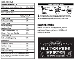 GLUTEN FREE MEISTER close-up of dried rice noodle texture showing springy, non-fried benefit