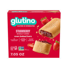 Glutino front packaging showing strawberry bars and convenience