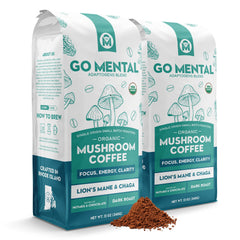 GO MENTAL front packaging shot showing organic dark roast and benefits