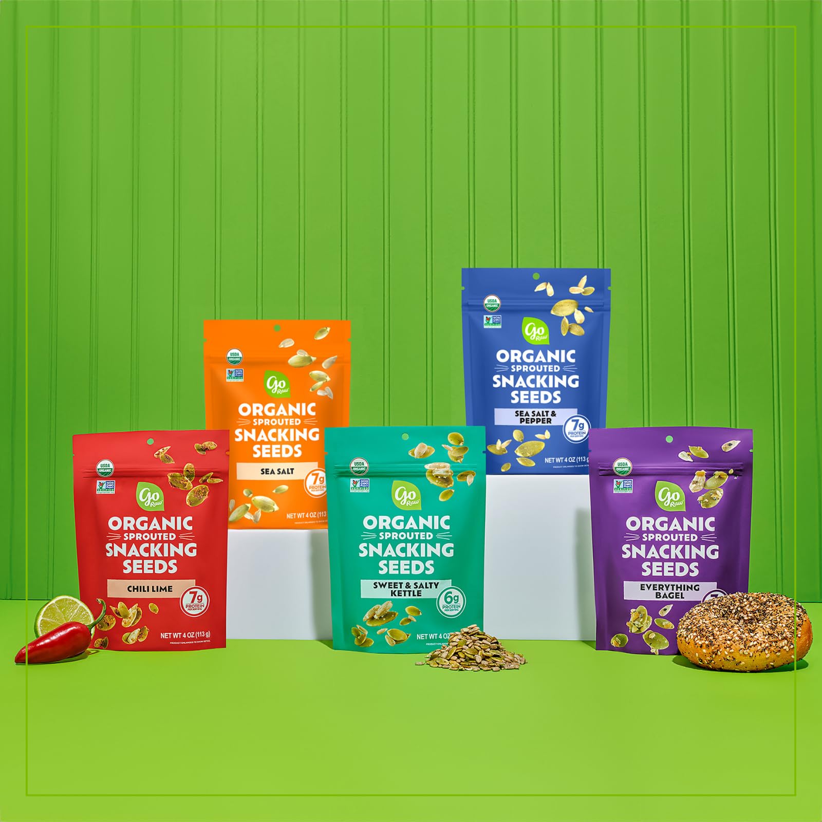 go Raw seeds styled on trail snack setup promoting active energy