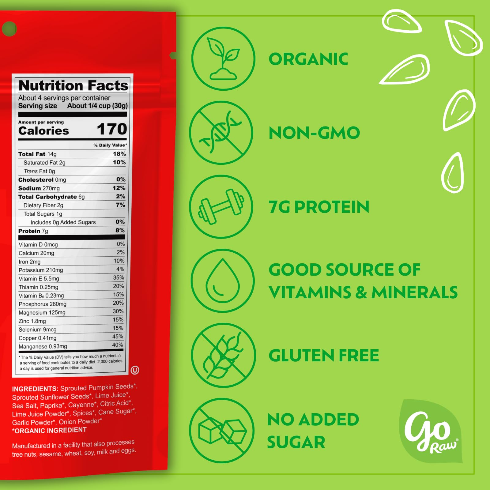 go Raw pouch in hand illustrating 4oz size and on-the-go benefit