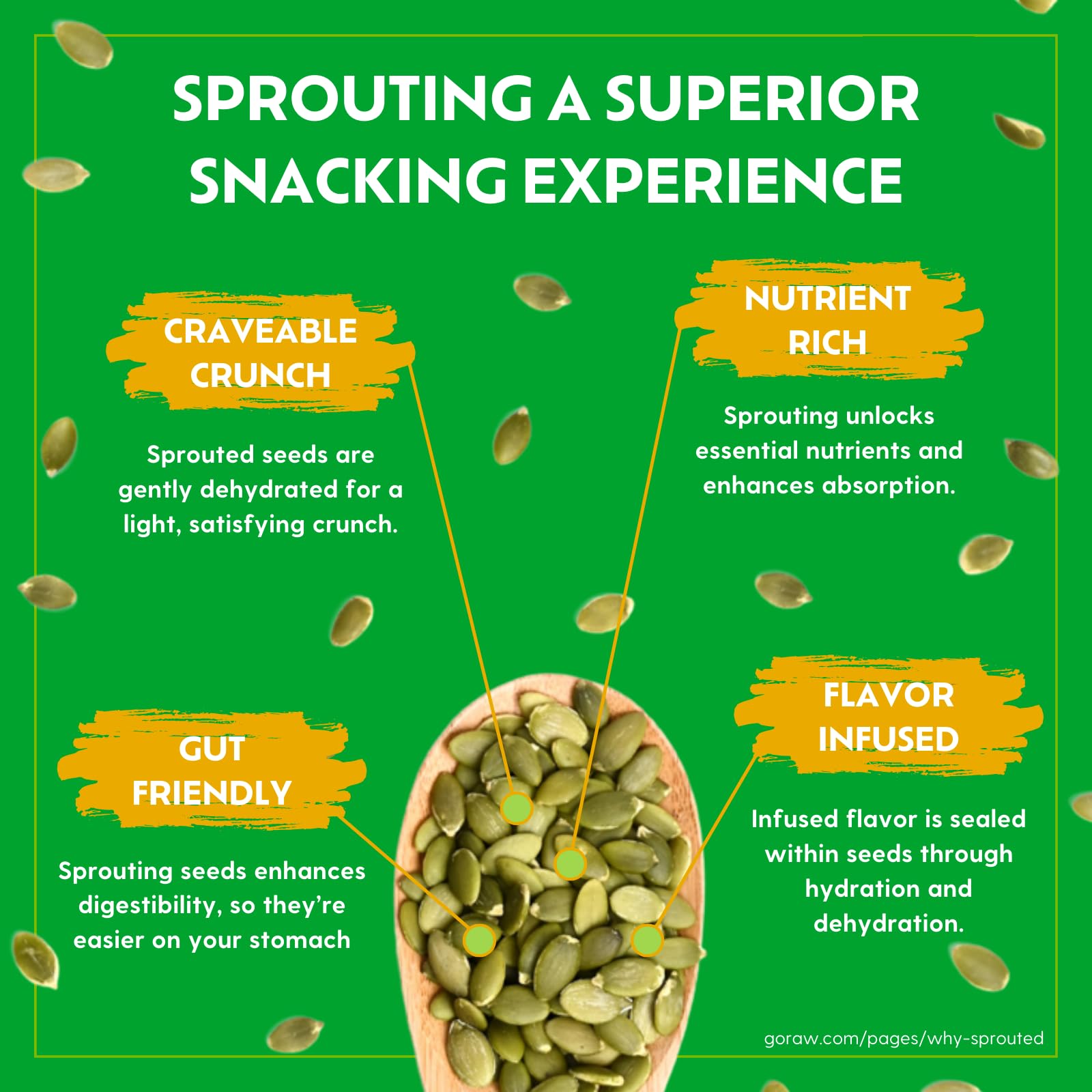 go Raw seeds pouring from pouch showing portability and portioning