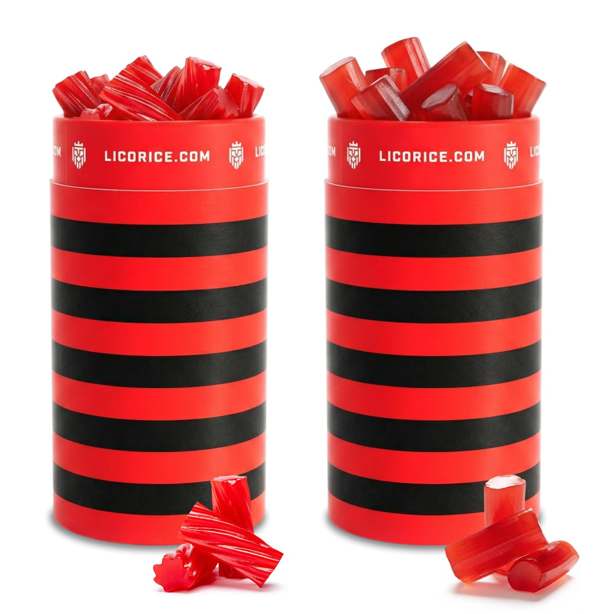 Goat Foods Licorice.com front packaging showing two cylinders and brand, great shelf display